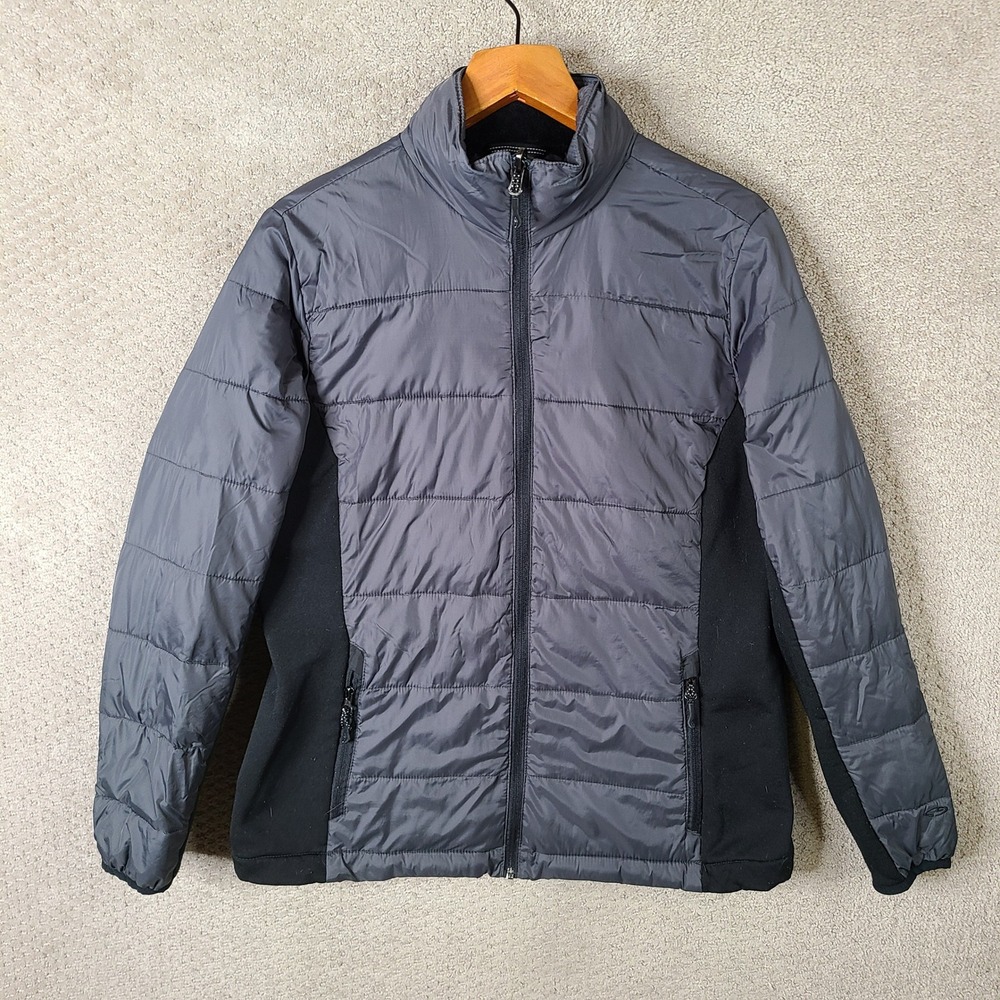 C9 Champion Jacket Womens XL Gray Black Puffer Full Zip Fleece Panel Lightweight